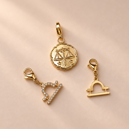 Charm médaillon signe astrologique - doré