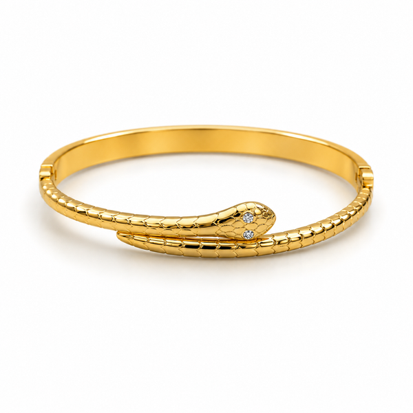 Jonc serpent yeux zircons - doré