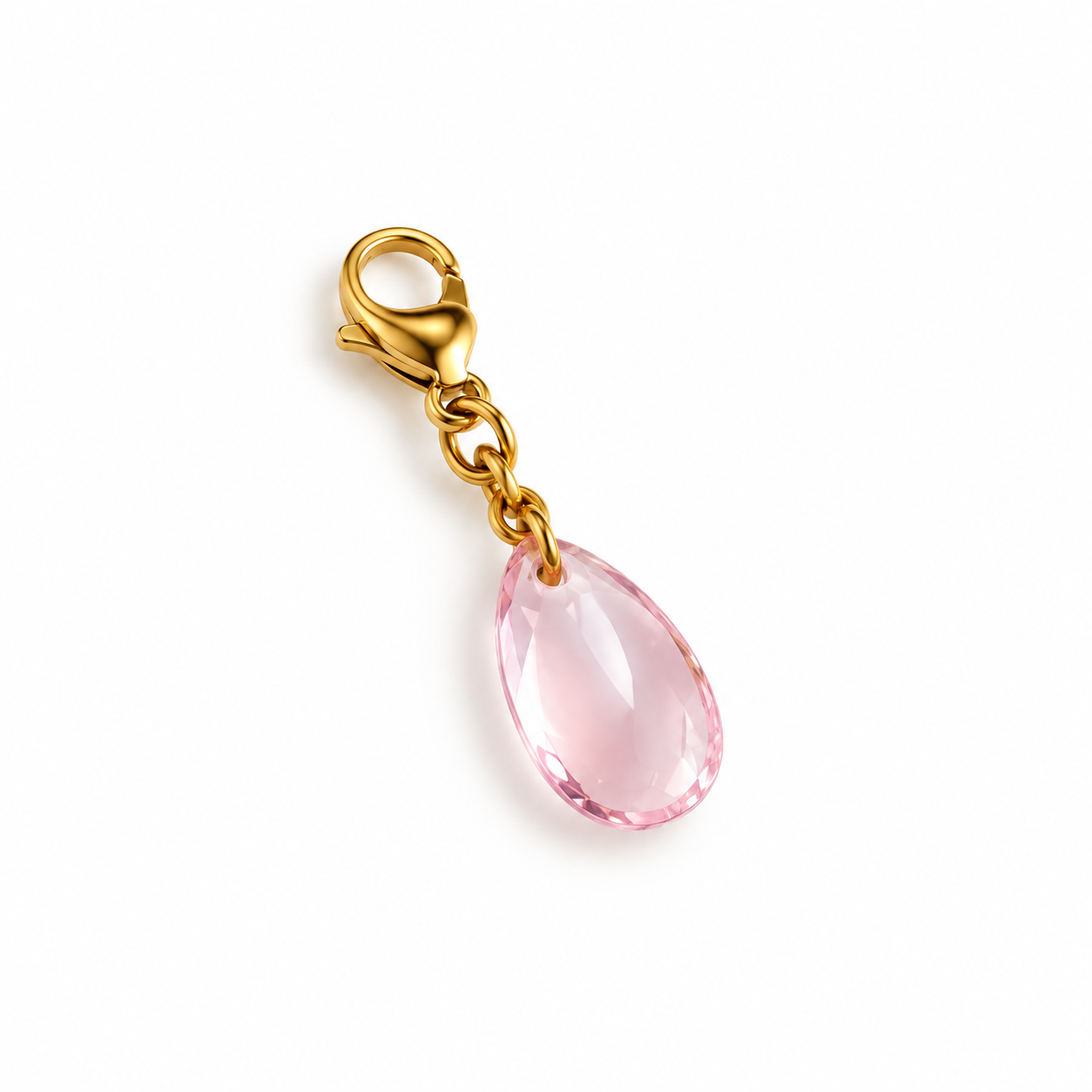 Charm goutte rose cristal de verre