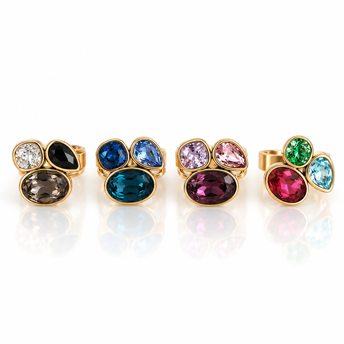 Bague 3 cristaux destockage