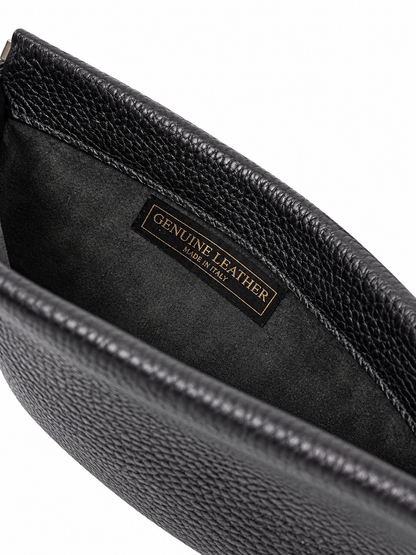 Pochette cuir noir fermoir clic-clac