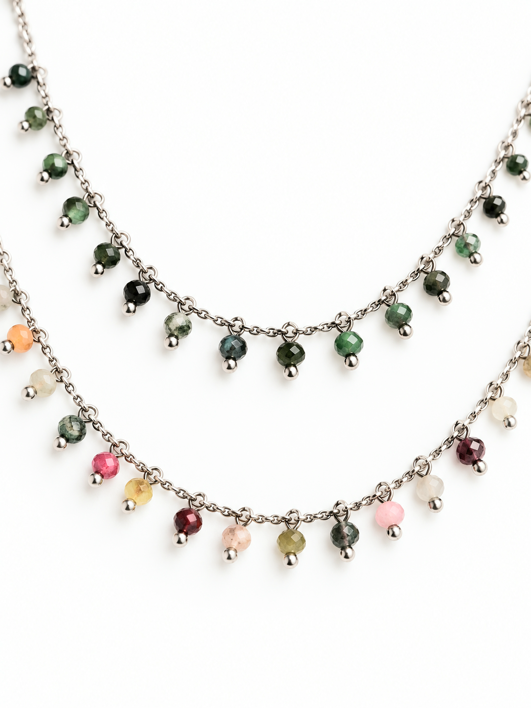 Collier Majorelle argenté, détail des pierres