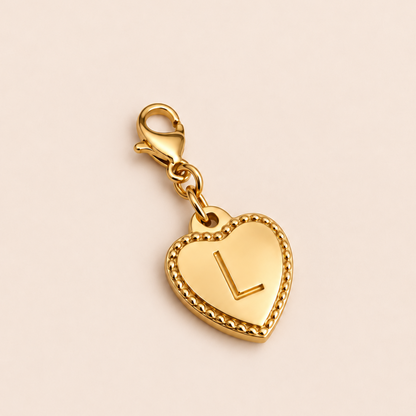 Charms lettre initiale cœur - doré