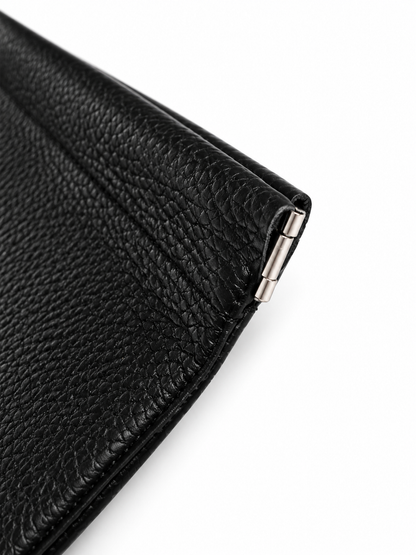 Pochette cuir noir fermoir clic-clac