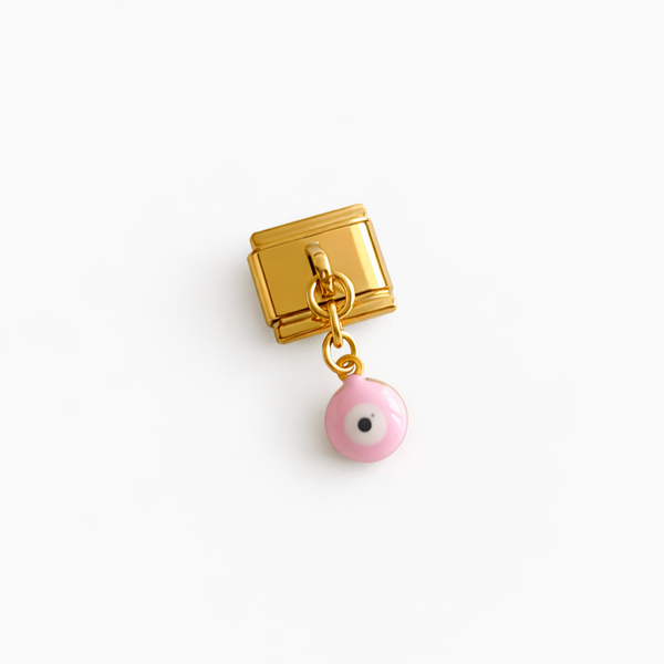 Charm italien breloque oeil turc rose