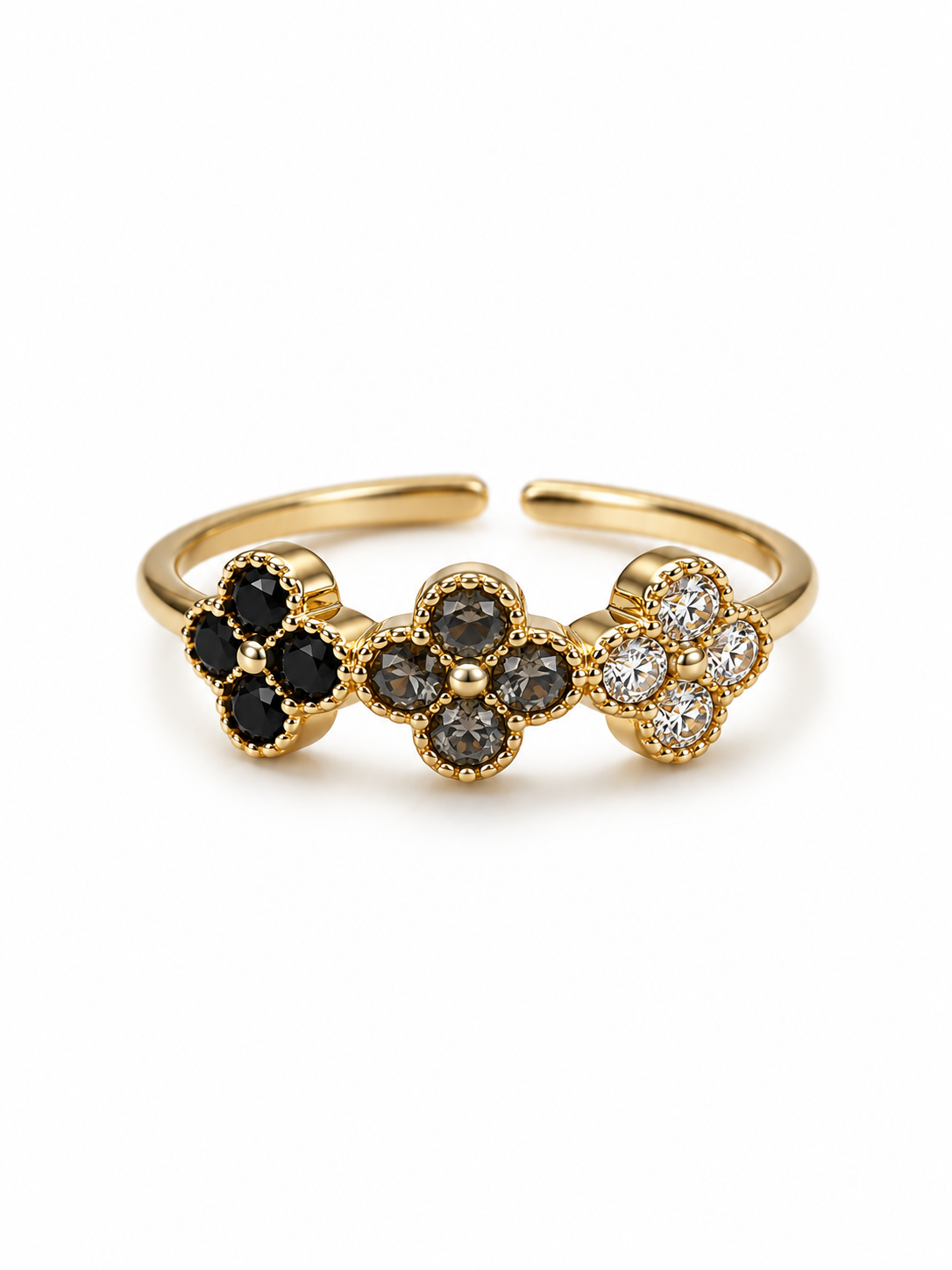 Bague fleurs zircons