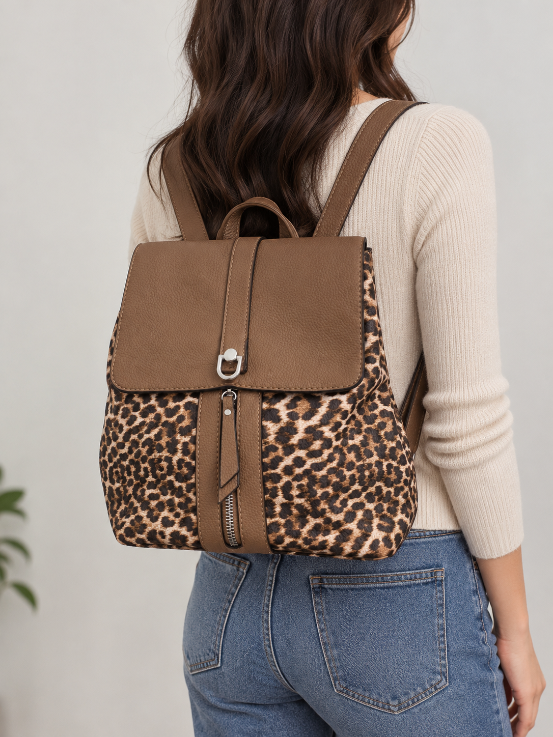 Sac à dos léopard et marron
