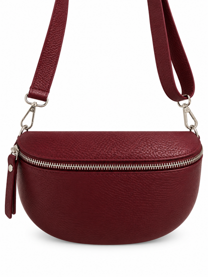 Sac banane cuir bordeaux