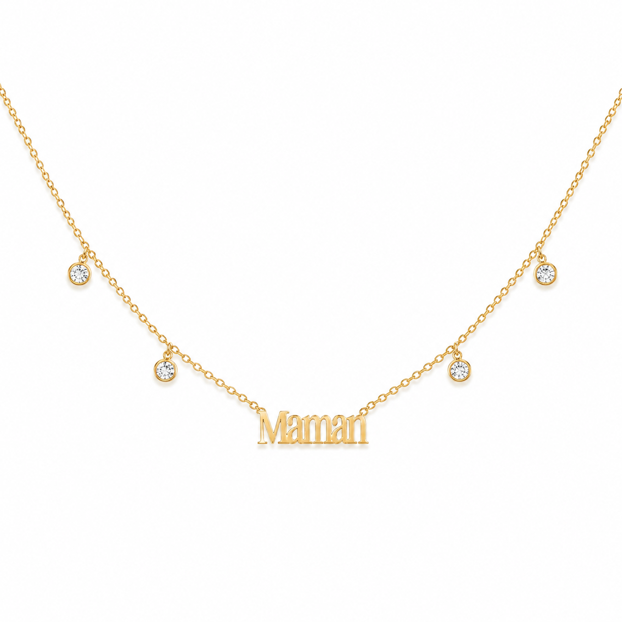 Collier "Maman" & zircons - doré