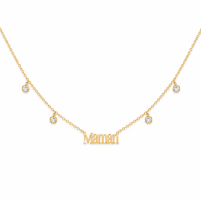 Collier "Maman" & zircons - doré