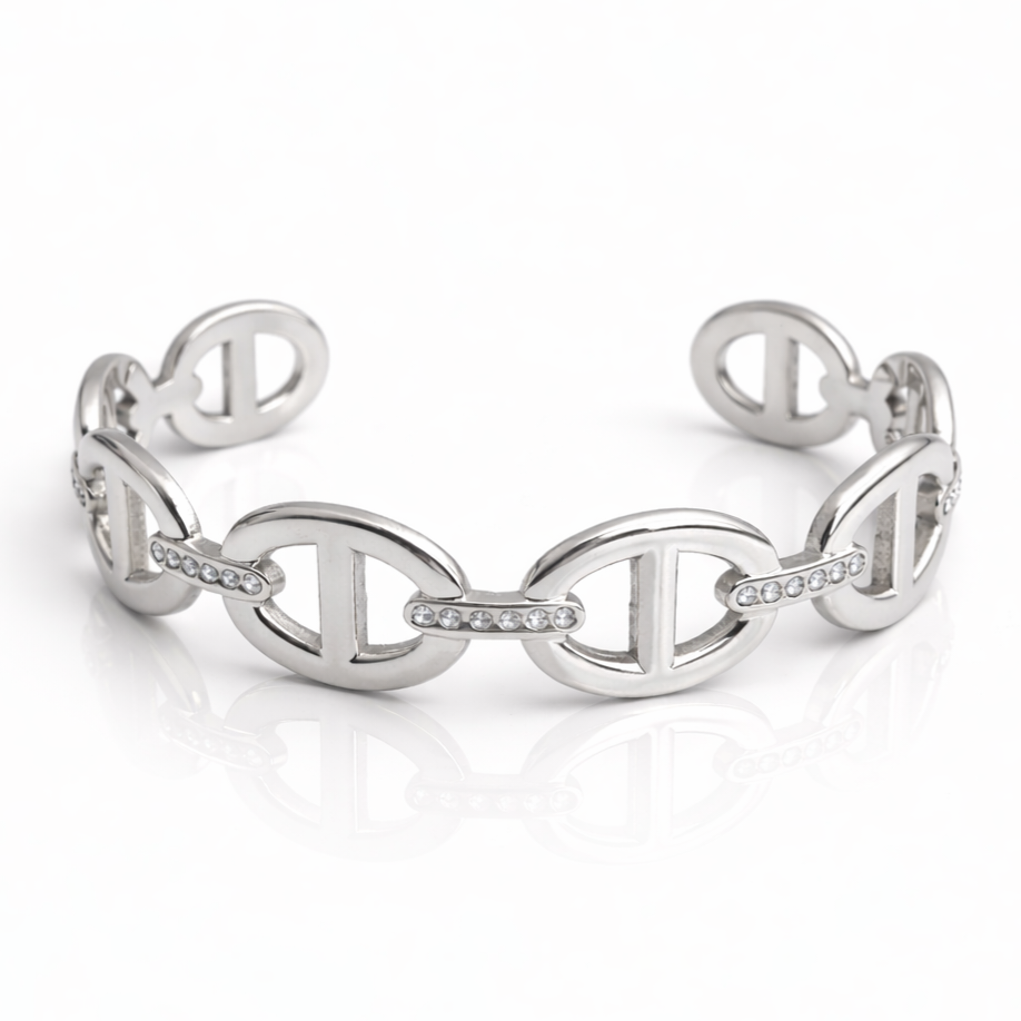 Jonc maille marine zircons