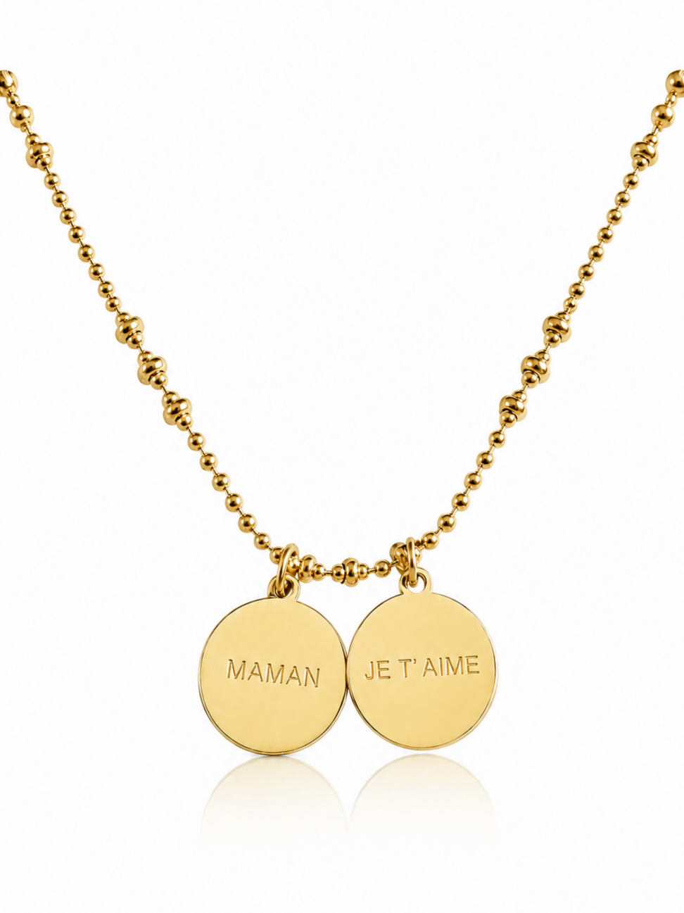 Collier double médaillon Maman je t'aime