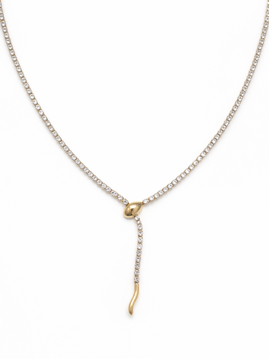 Collier serpent & zircons - doré
