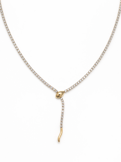 Collier serpent & zircons - doré