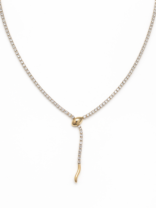 Collier serpent & zircons - doré