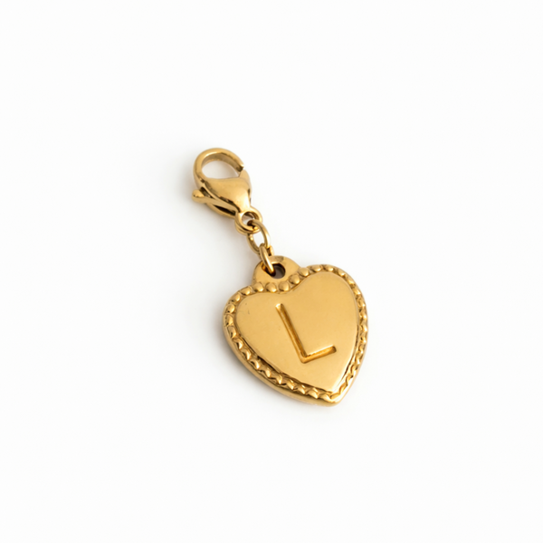Charms lettre initiale cœur - doré