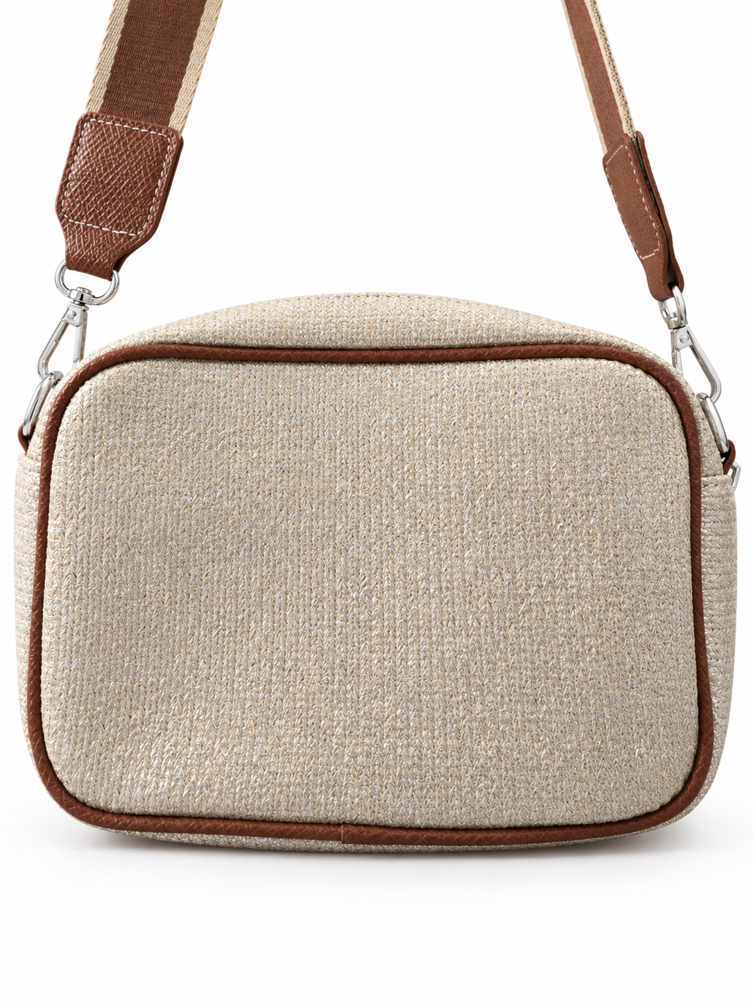 Sac bandoulière pailleté argenté vu de face