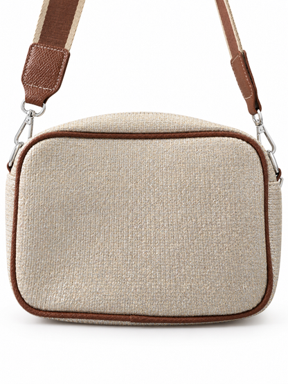 Sac bandoulière pailleté argenté vu de face