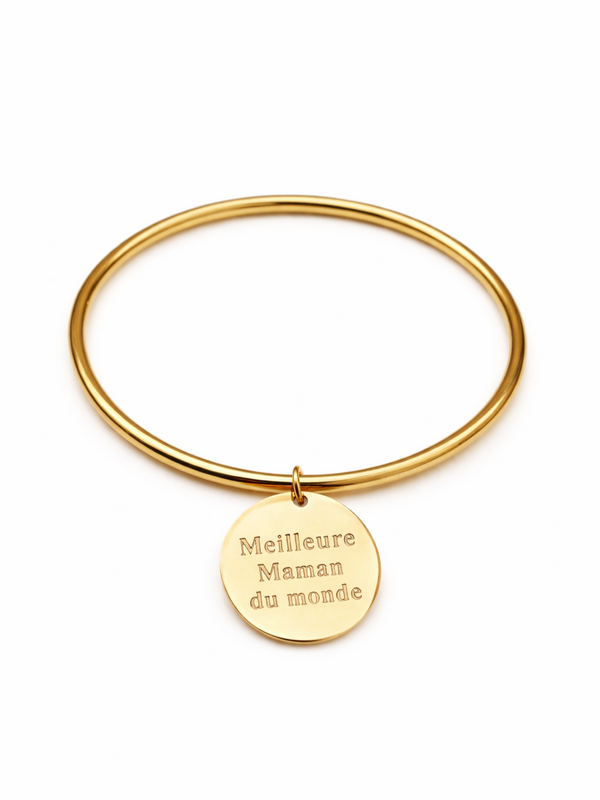 Jonc breloque message MEILLEURE MAMAN DU MONDE