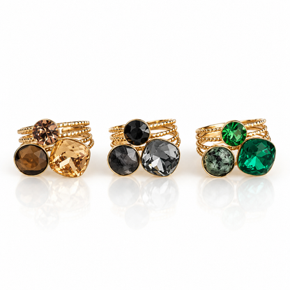 Bague 3 cristaux TRINITA - Coloris au choix