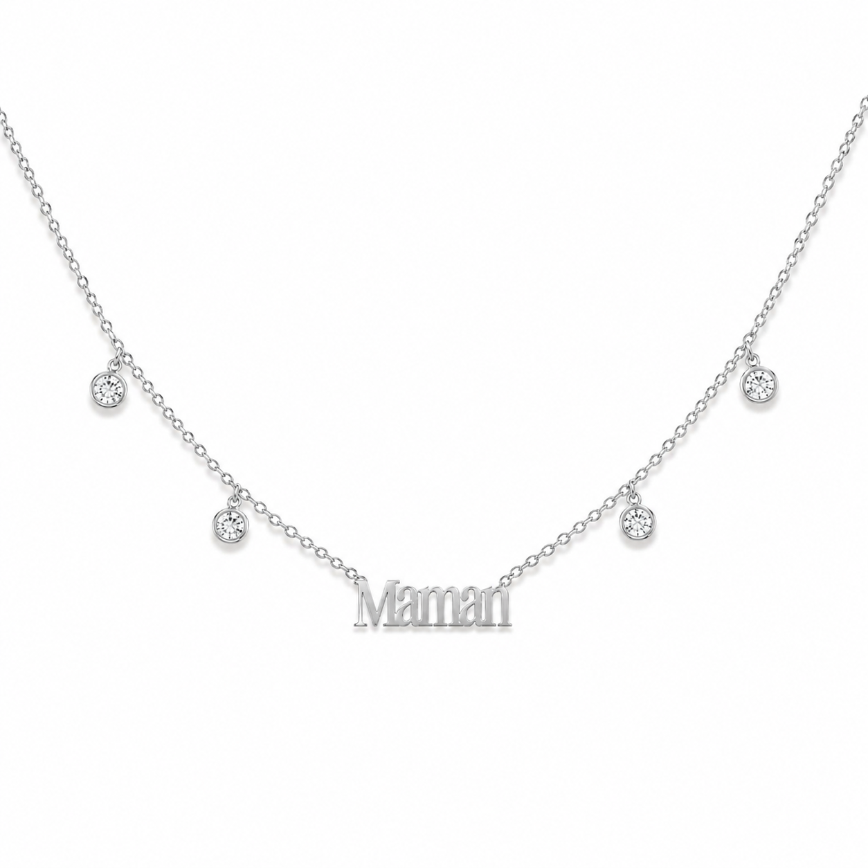 Collier "Maman" & zircons - doré