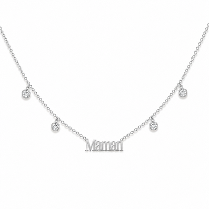 Collier "Maman" & zircons - doré