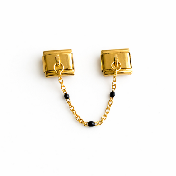 Double charm italien chaînette perles noires