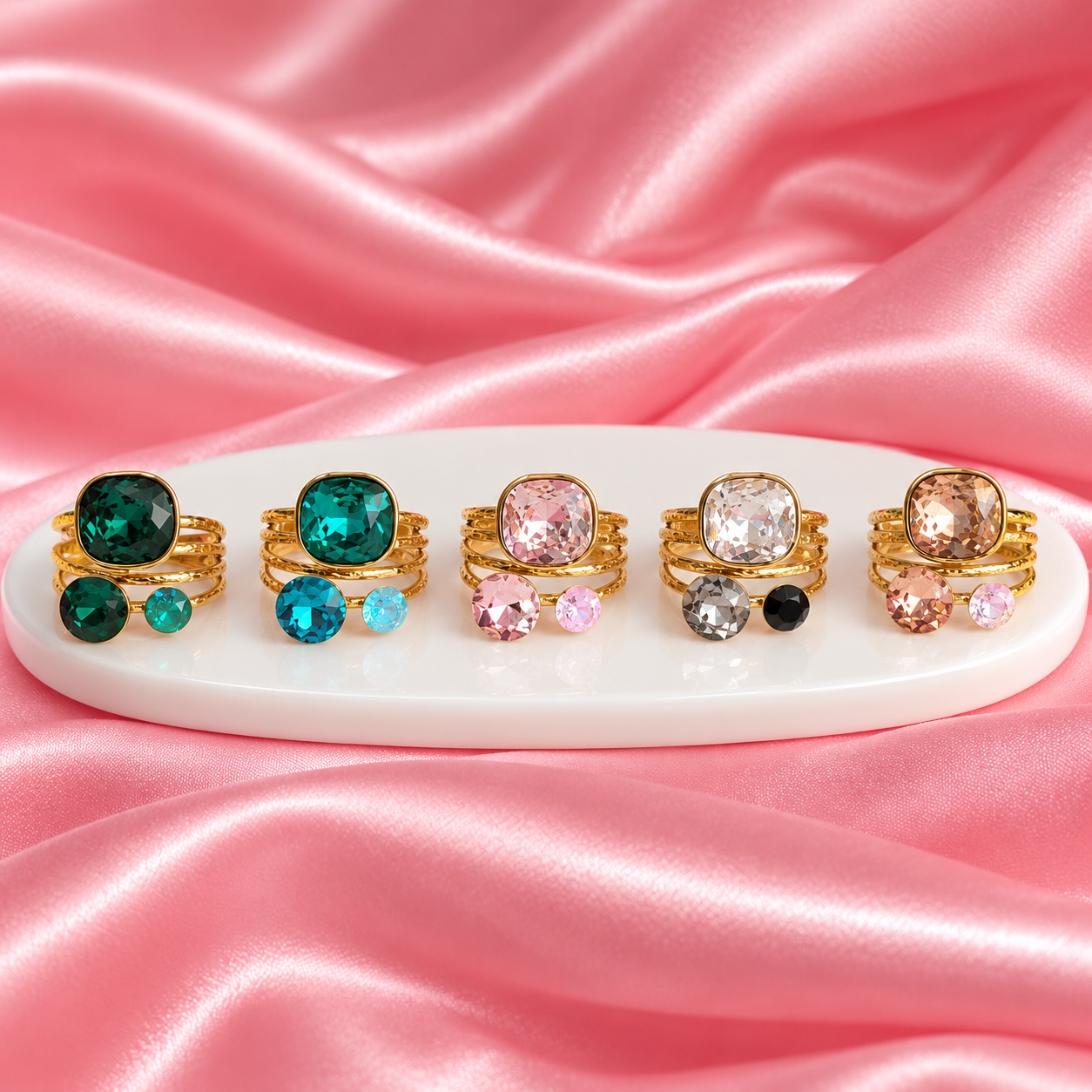 Bague 3 cristaux TRÉSOR - Coloris au choix