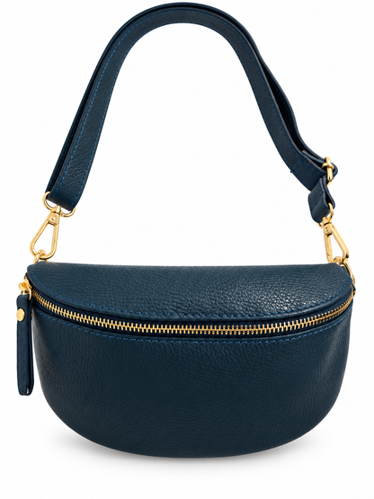 Sac banane cuir bleu canard