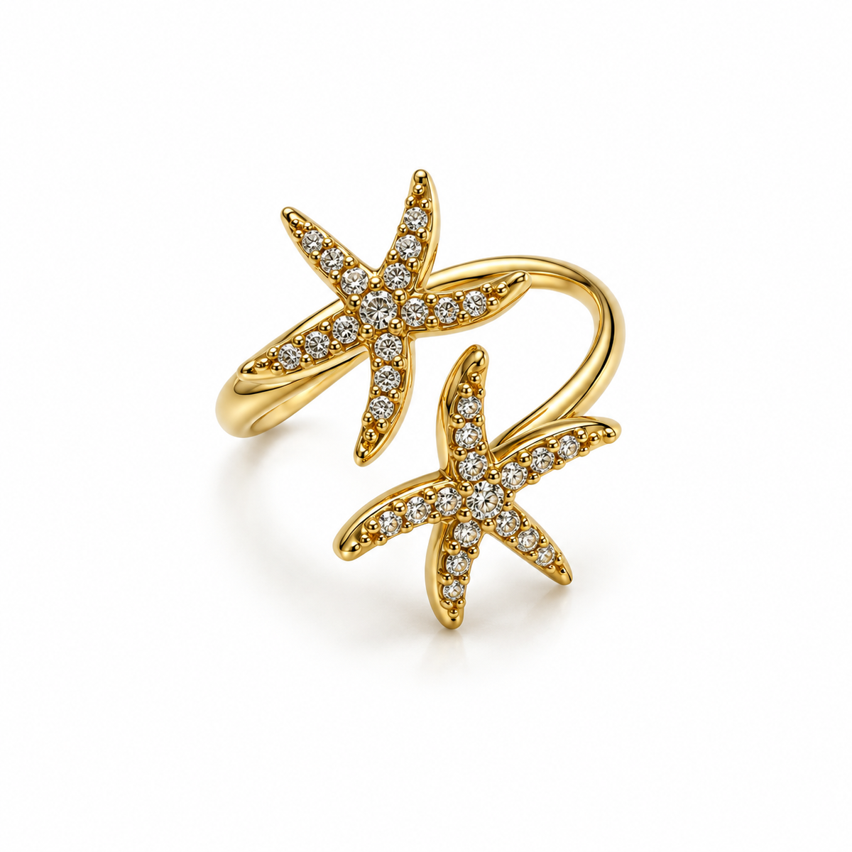 Bague étoiles de mer zircons