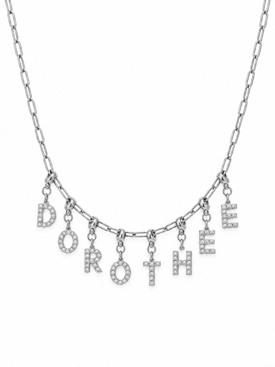 Collier prénom charms lettres strass