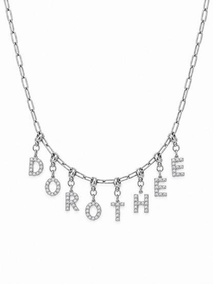Collier prénom charms lettres strass