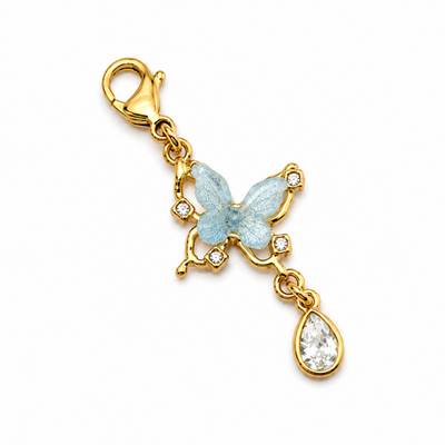 Charm papillon bleu & goutte éclatante