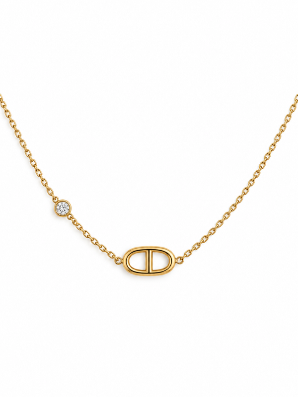 Collier maille marine zircon