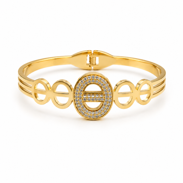 Bracelet jonc AGATA zircons - doré