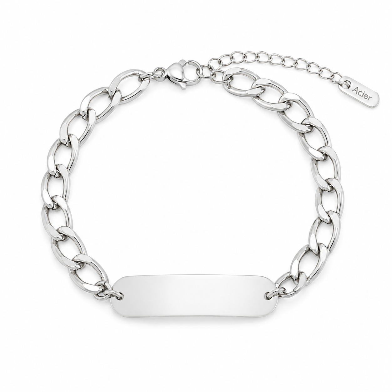 Bracelet gourmette maillons plats à graver | Coloris au choix