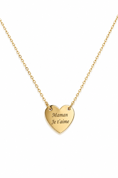 Collier médaillon cœur à graver - doré