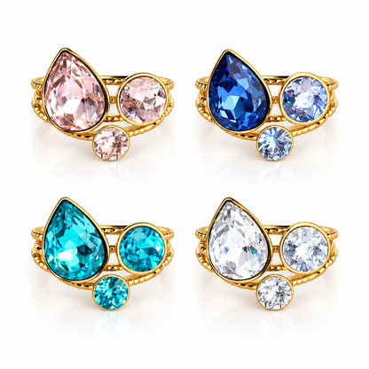 Bague 3 cristaux LACRIMA - Coloris au choix