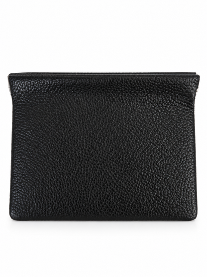 Pochette cuir noir fermoir clic-clac