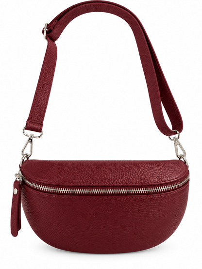 Sac banane cuir bordeaux
