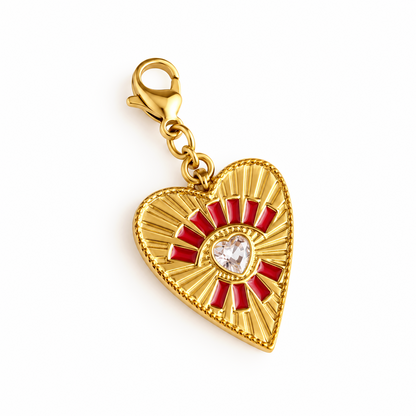 Charm coeur rouge flamboyant zircon