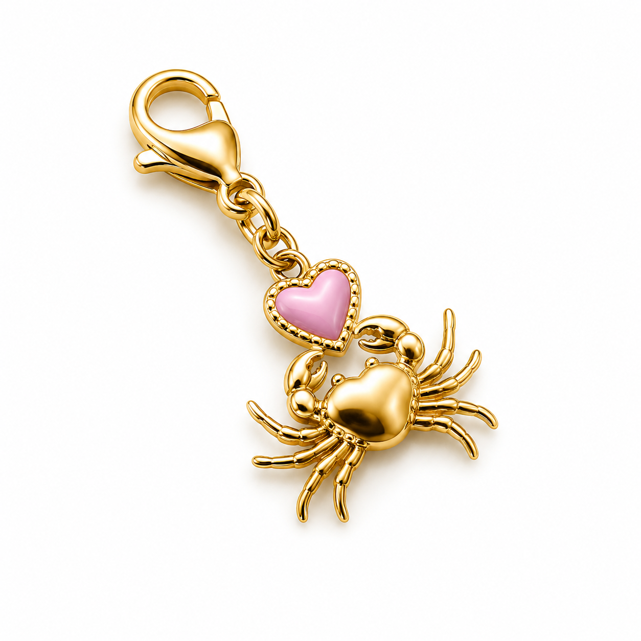 Charm crabe & cœur rose