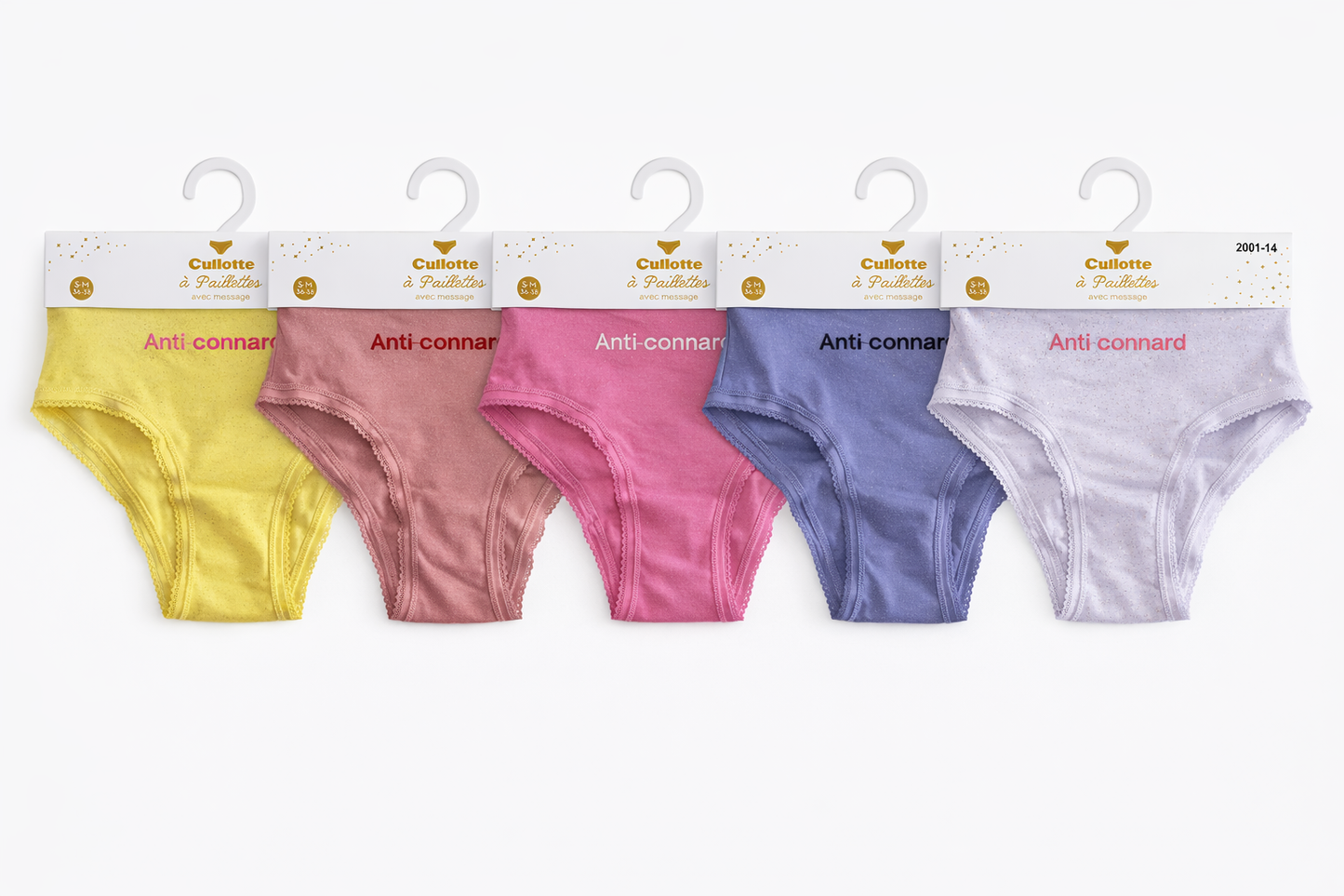 Culotte pailletée à message "Anti-connard" - Couleur aléatoire