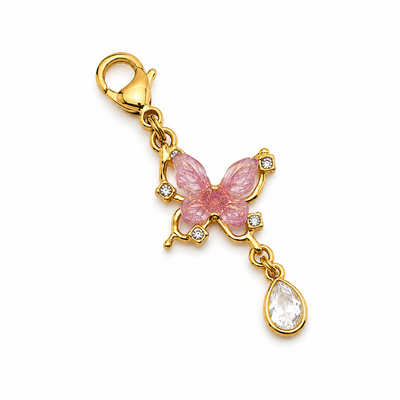 Charm papillon rose & goutte éclatante