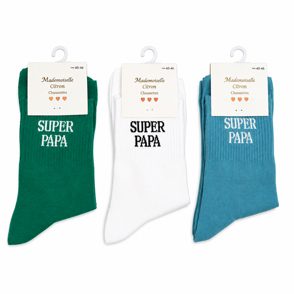 Chaussettes HOMMES à message SUPER PAPA | Couleur au choix