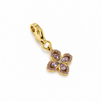 Charm fleur stylisée zircons - violet