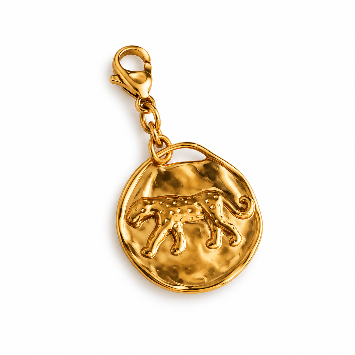 Charm médaille martelée léopard