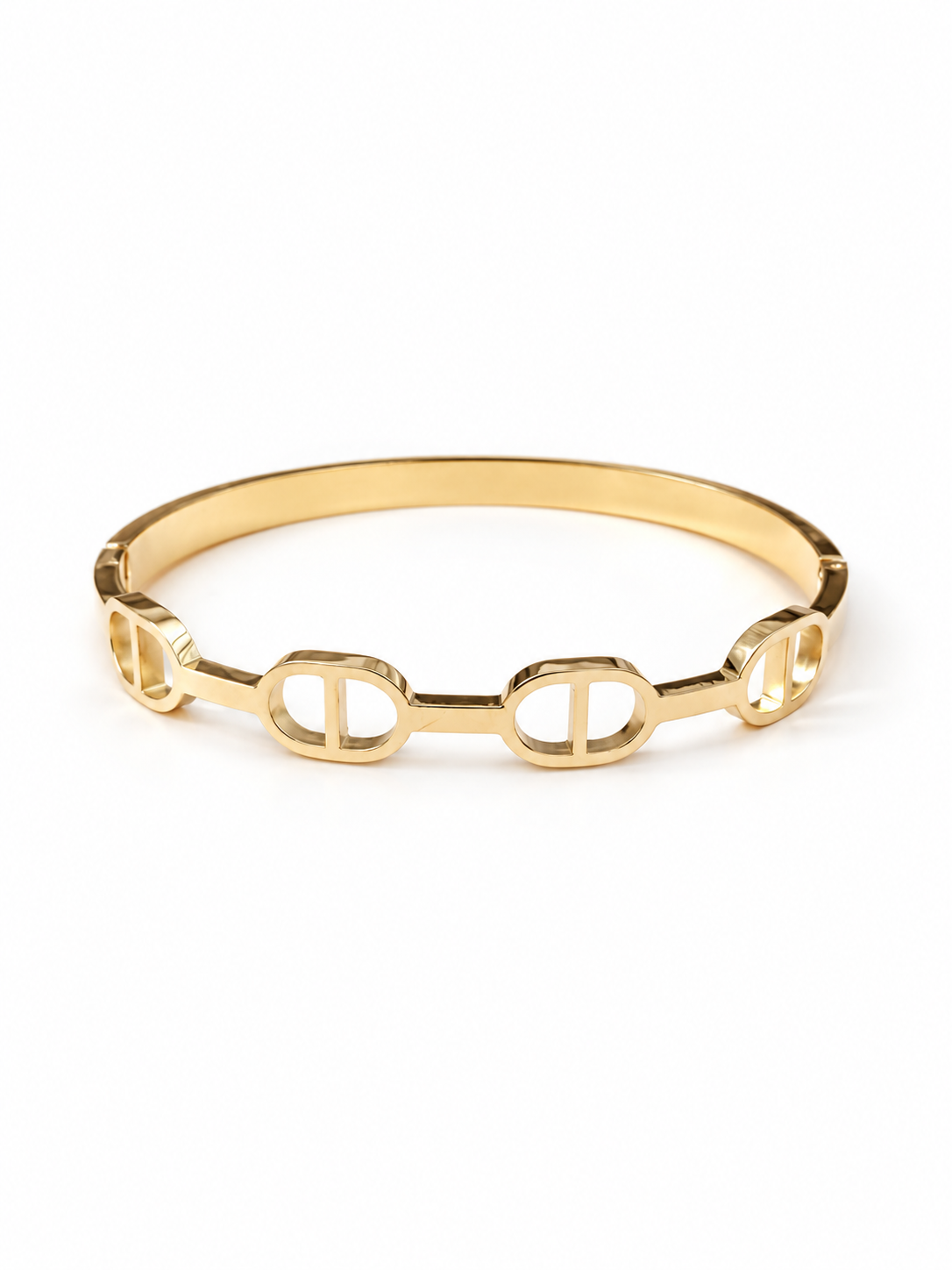 Bracelet jonc rigide doré maille marine en acier inoxydable