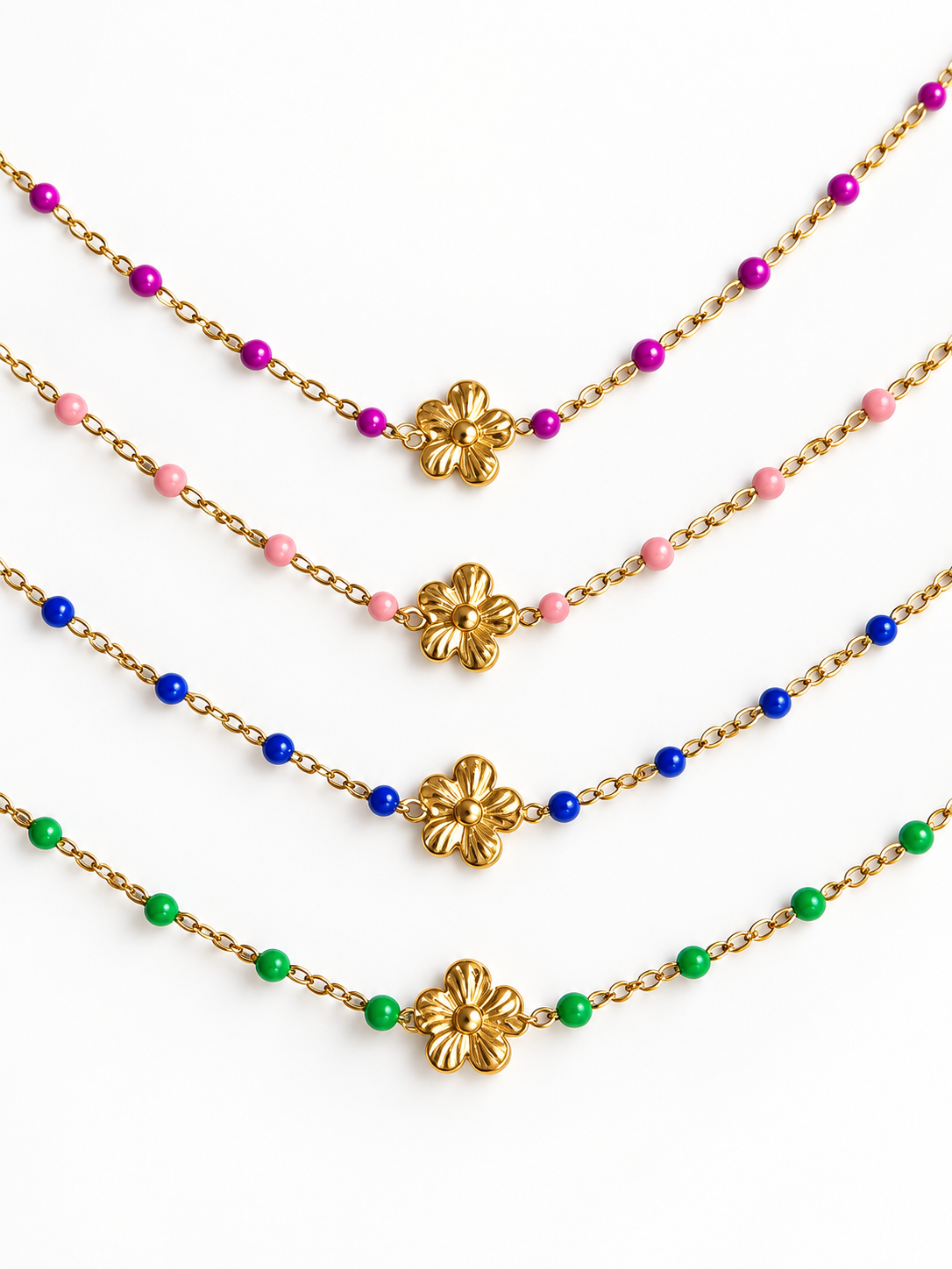 Bracelet fleur petites perles colorées