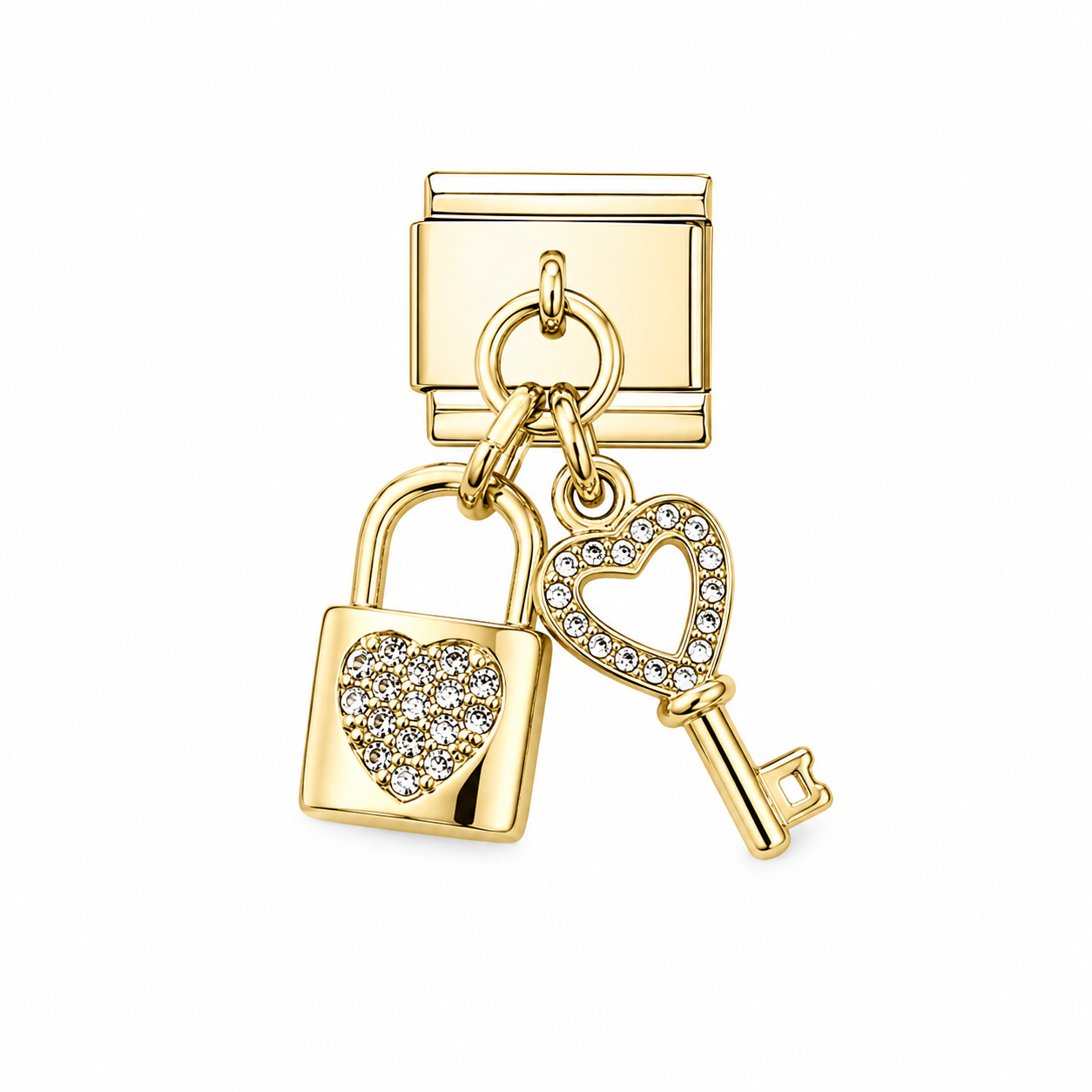 Charm italien breloque cadenas & clé cœur
